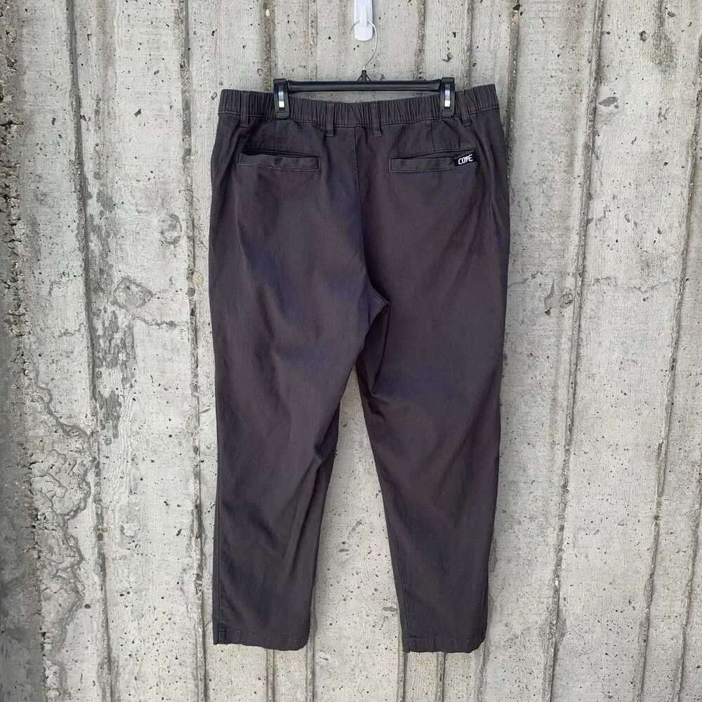 COVE Men's Chino Pants 38x30 Charcoal Gray Tapered Leg Elastic Waist Pockets